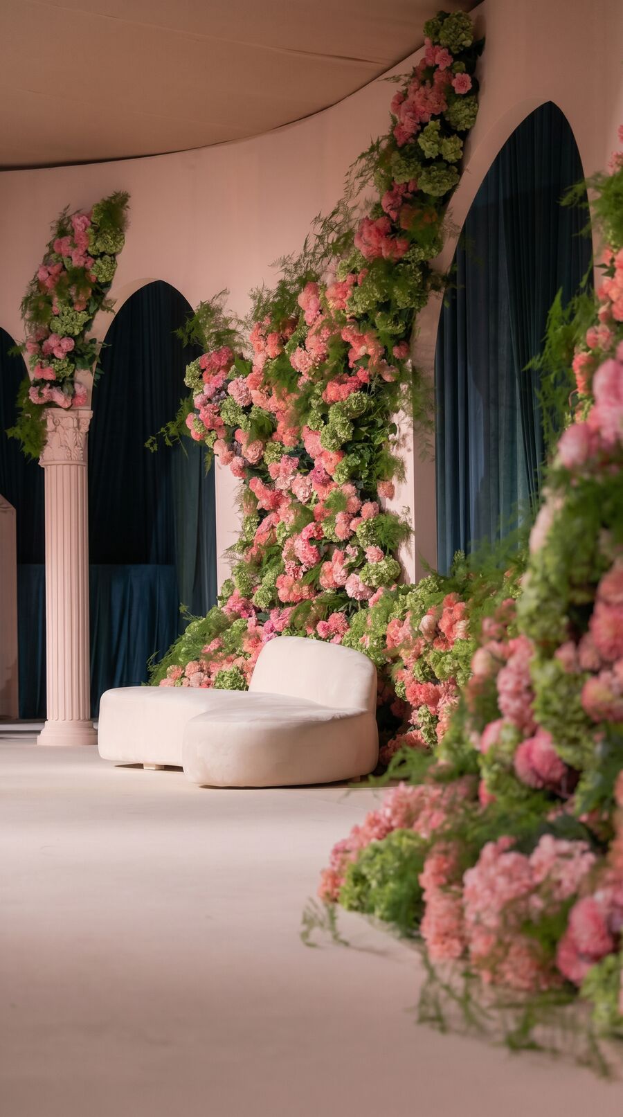 Blush floral arch wedding kosha Dubai